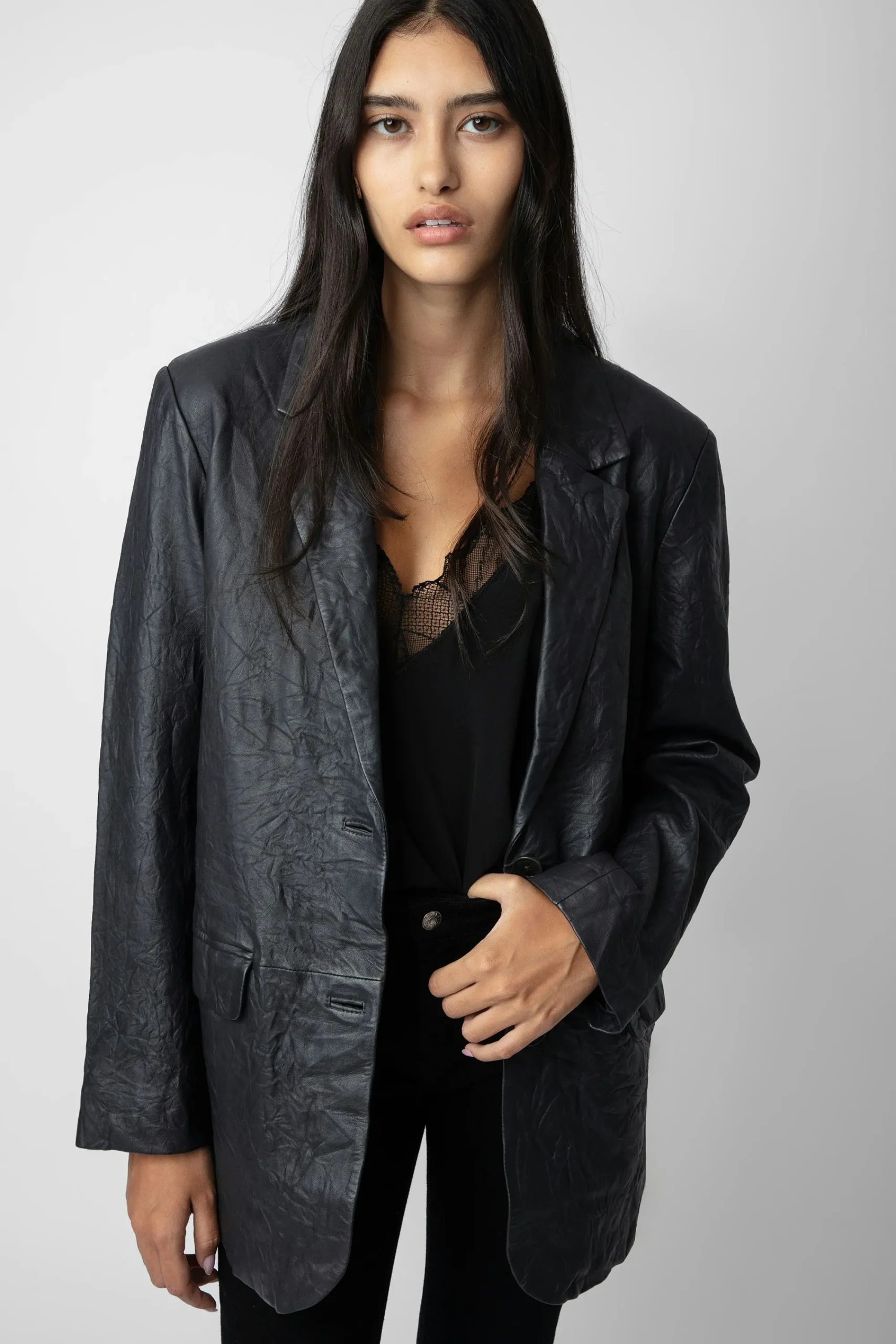 Zadig & Voltaire Vestes^Blazer Venturi En Cuir Froisse