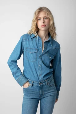 Zadig & Voltaire Chemises Et Hauts^Chemise Thelma En Denim A Strass