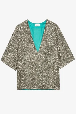 Zadig & Voltaire Chemises Et Hauts^Chemisier A Sequins Tytane