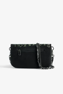 Zadig & Voltaire Mini-Sacs^Pochette Rock Nano En Daim Avec Etiquette A Strass