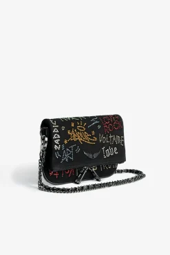 Zadig & Voltaire Mini-Sacs^Pochette Rock Nano En Daim Avec Etiquette A Strass