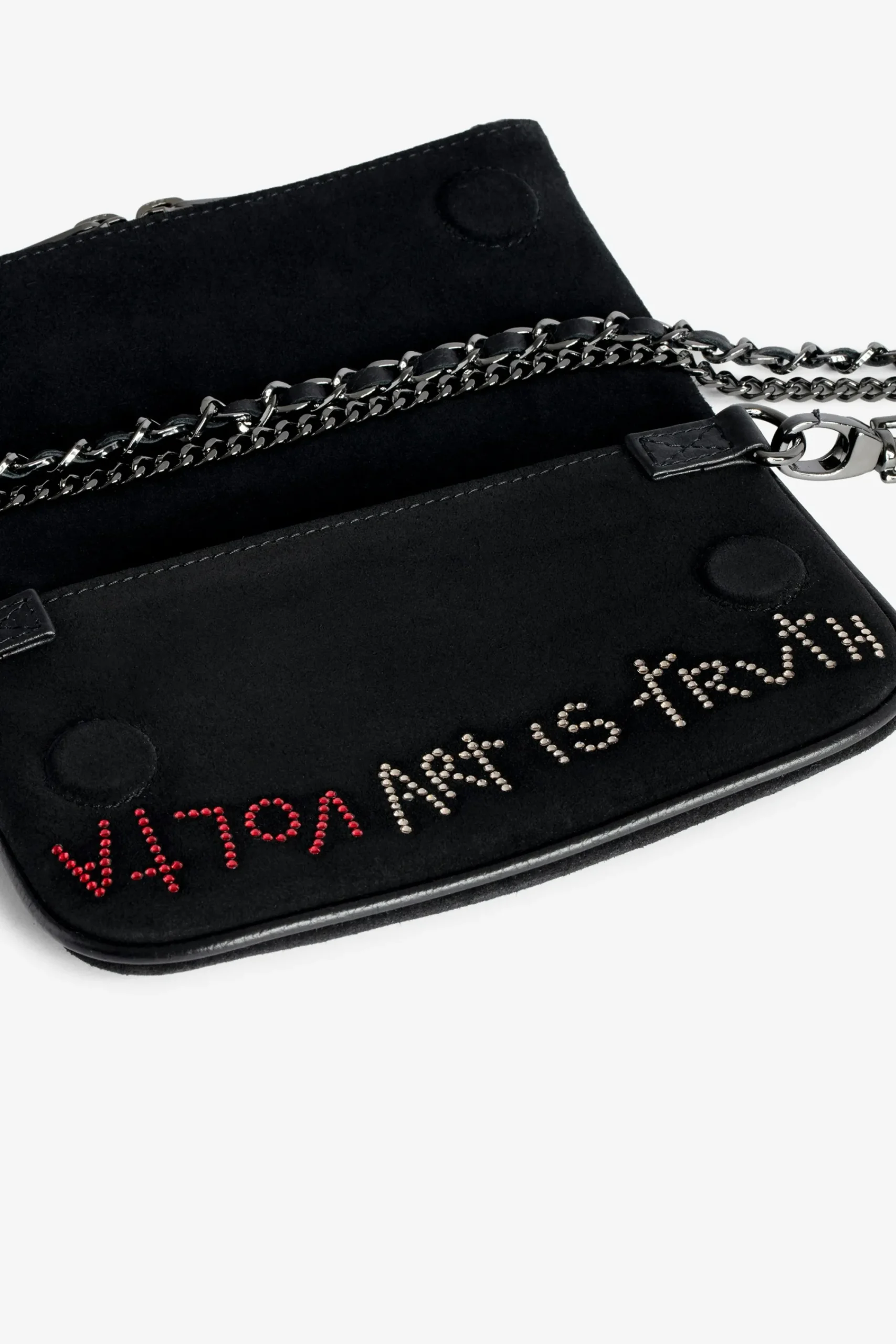 Zadig & Voltaire Mini-Sacs^Pochette Rock Nano En Daim Avec Etiquette A Strass