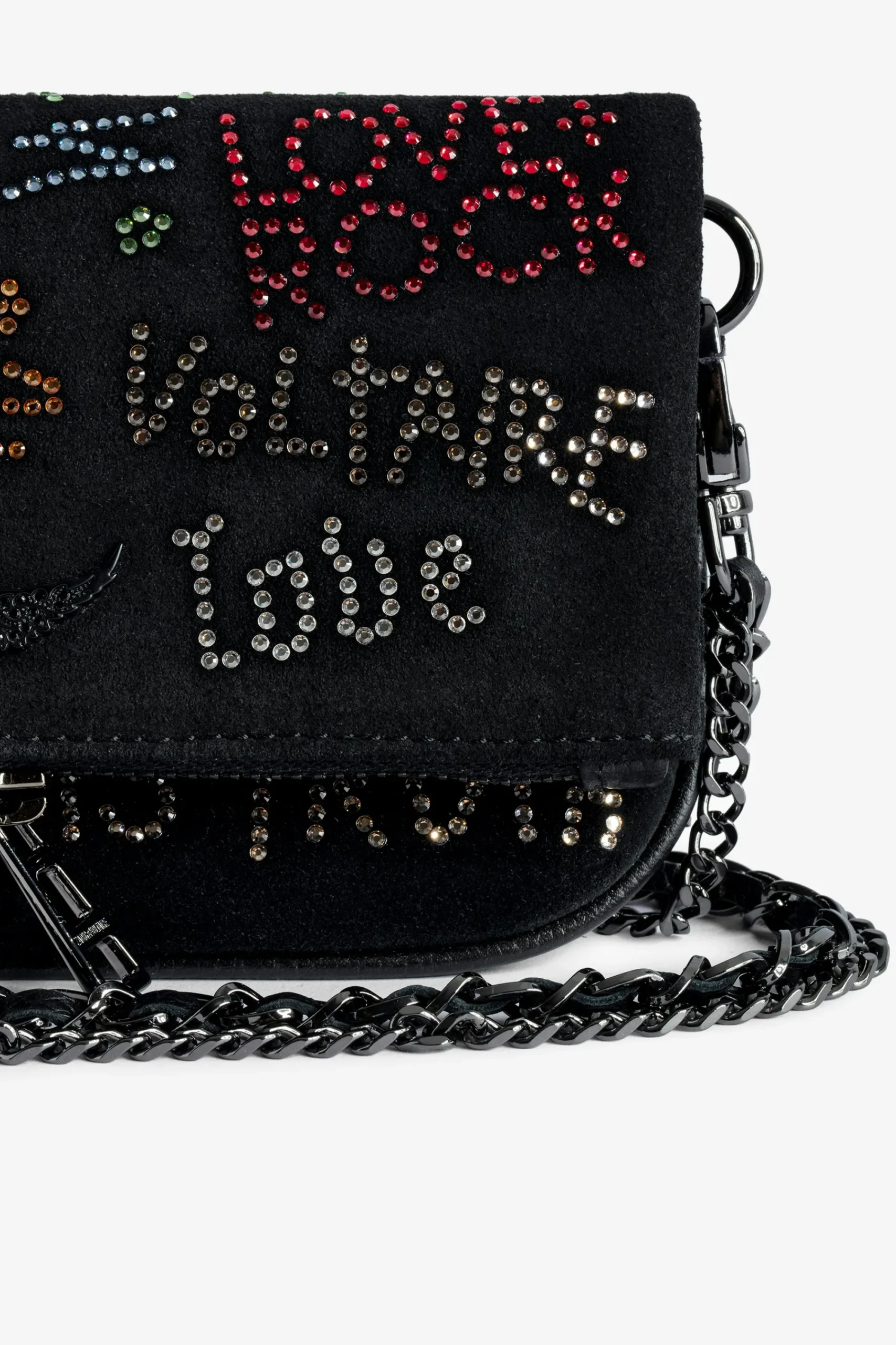Zadig & Voltaire Mini-Sacs^Pochette Rock Nano En Daim Avec Etiquette A Strass