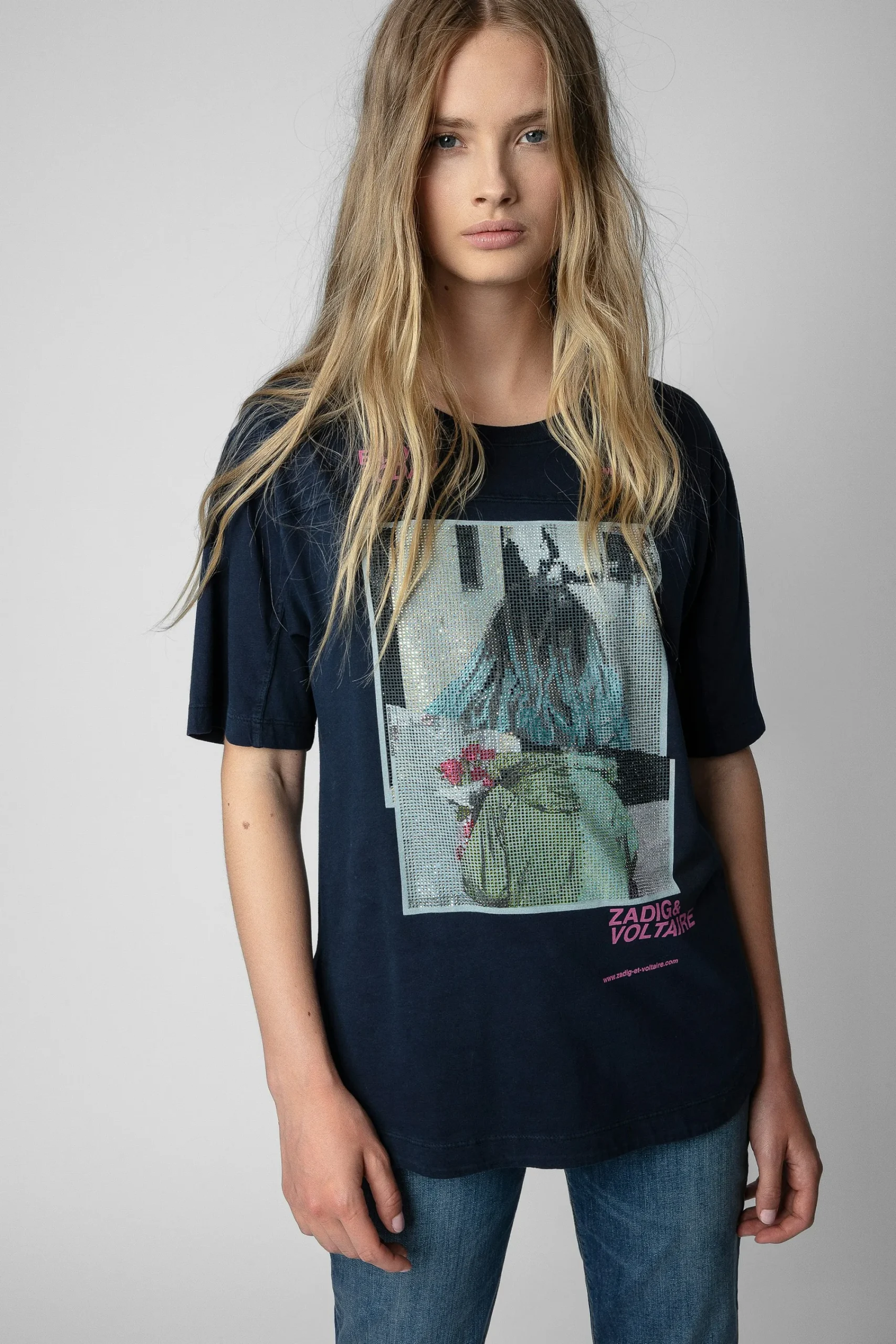 Zadig & Voltaire T-Shirts^T-Shirt A Strass Et Imprime Photo Avec Noeud