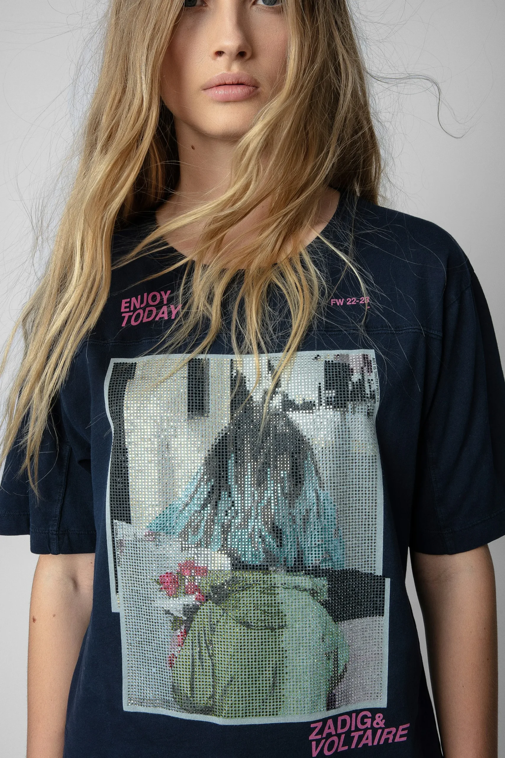 Zadig & Voltaire T-Shirts^T-Shirt A Strass Et Imprime Photo Avec Noeud