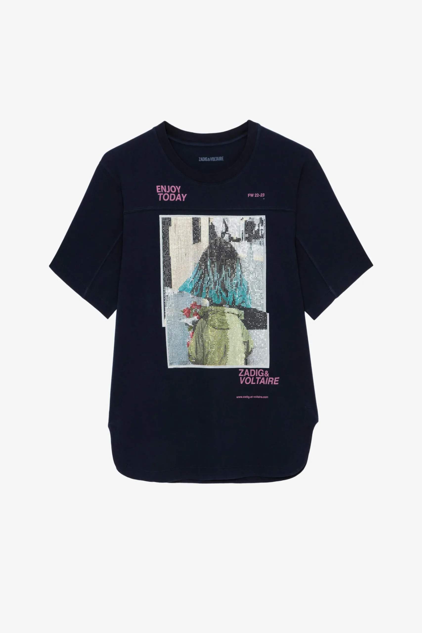 Zadig & Voltaire T-Shirts^T-Shirt A Strass Et Imprime Photo Avec Noeud